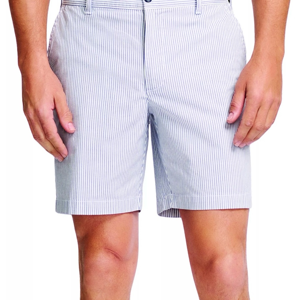 IZOD Seersucker Blue & White Stripe 100% Cotton Shorts Men Size 40 8 Inseam EUC